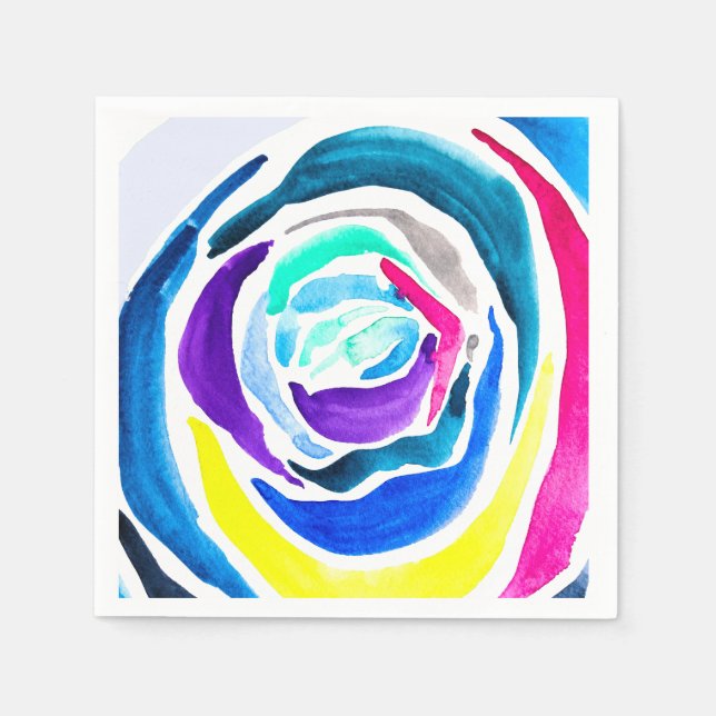 Serviette En Papier Aquarelle rose pop art bleu (Devant)