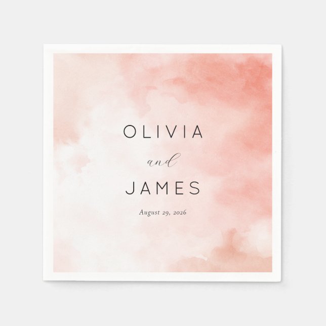 Serviette En Papier Aquarelle Rose Romantique (Devant)