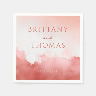 Serviette En Papier Aquarelle Rose Romantique
