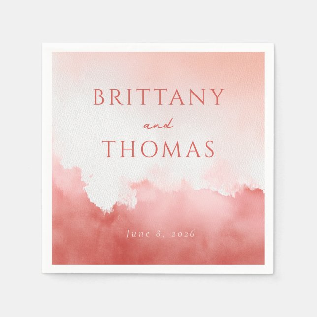 Serviette En Papier Aquarelle Rose Romantique (Devant)