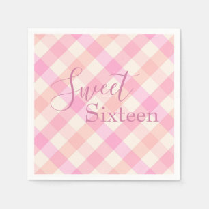 Serviette En Papier Aquarelle rose sweet sixteen