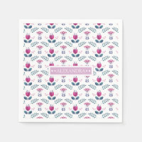 Aquarelle rose Tulipe chic monogramme
