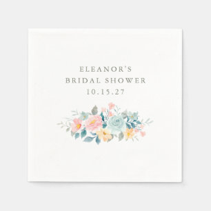 Serviette En Papier Aquarelle rose Turquoise Fête des mariées florale 