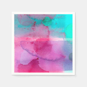 Serviette En Papier Aquarelle rose Turquoise violet Ombre