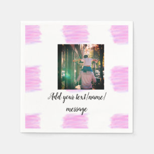 Serviette En Papier Aquarelle rose violet père fils papa ajouter l'ima
