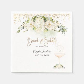 Serviette En Papier Aquarelle Roses d'Albâtre Brunch Pétillant