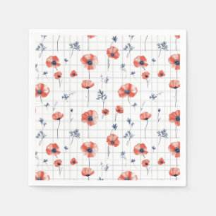 Serviette En Papier Aquarelle rouge Motif sur blanc