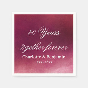 Serviette En Papier Aquarelle Ruby Mariage 40 ans Anniversaire