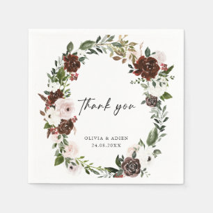Serviette En Papier Aquarelle rustique Floral Mariage géométrique