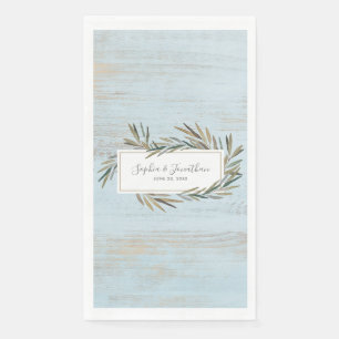 Serviette En Papier Aquarelle rustique Herbe botanique Mariage en bois