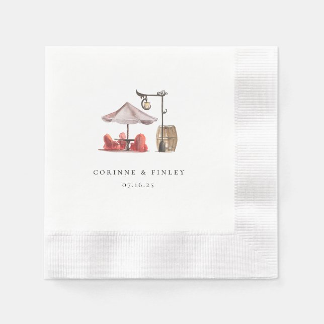 Serviette En Papier Aquarelle rustique Lieu extérieur (Devant)