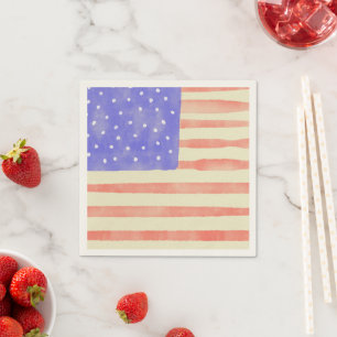 Serviette En Papier Aquarelle rustique USA drapeau américain