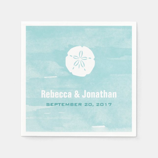 Serviette En Papier Aquarelle Sable Dollar Réception (Devant)