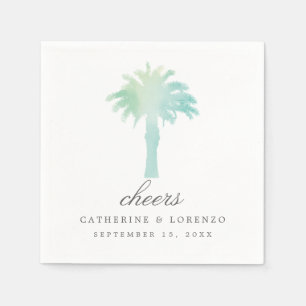 Serviette En Papier Aquarelle Serene Palm Tree MARIAGE