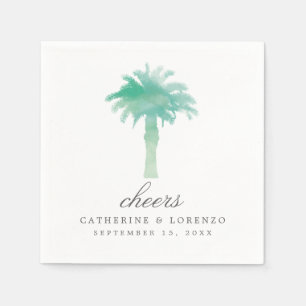 Serviette En Papier Aquarelle Serene Palm Tree MARIAGE