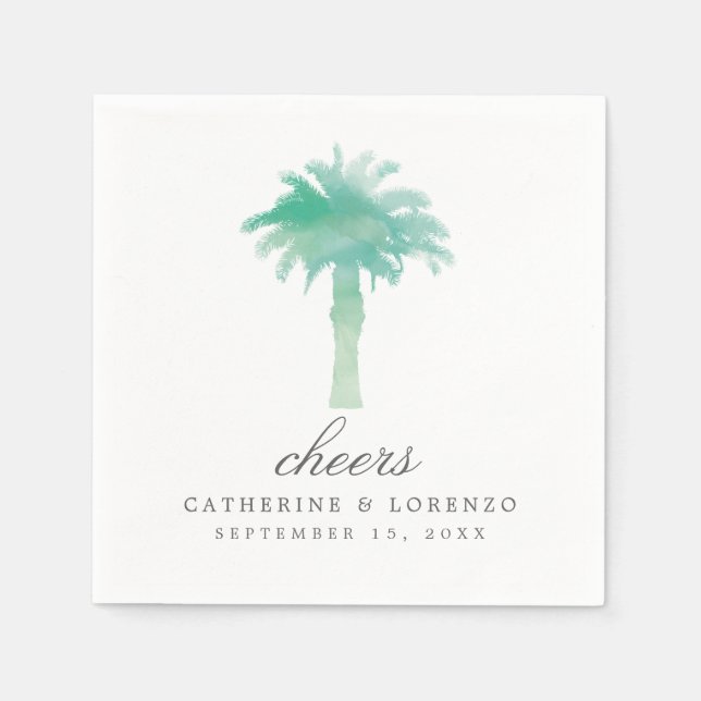 Serviette En Papier Aquarelle Serene Palm Tree | MARIAGE (Devant)