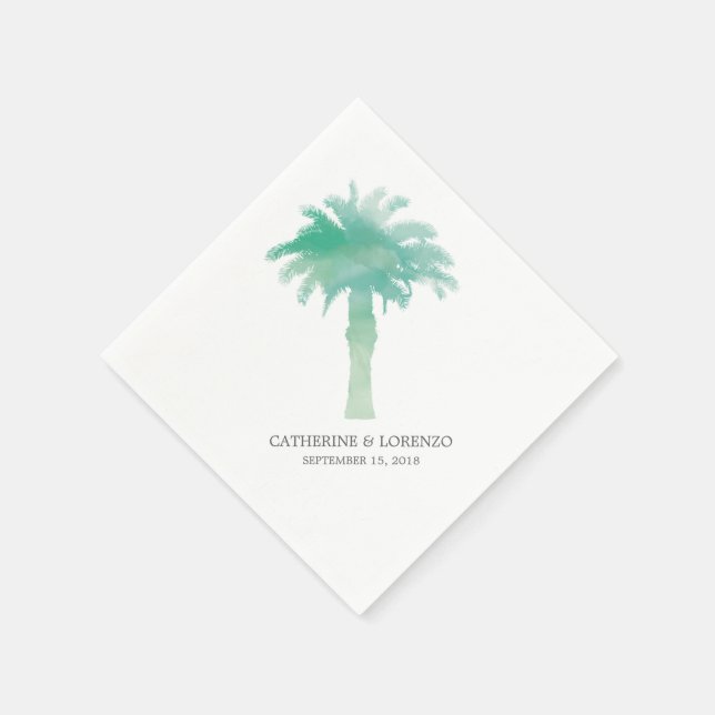 Serviette En Papier Aquarelle Serene Palm Tree | MARIAGE (Coin)