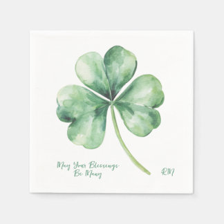 Serviette En Papier Aquarelle Shamrock mai vos bénédictions être nombr