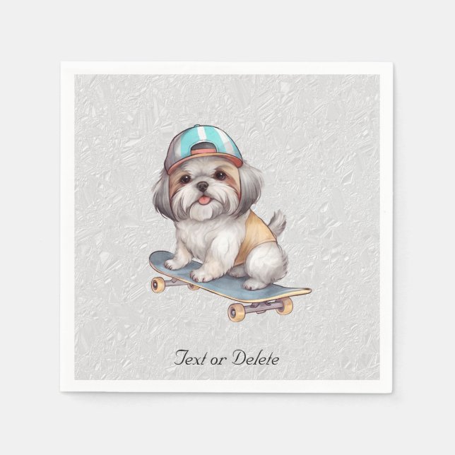 Serviette En Papier Aquarelle Shih Tzu Napkins (Devant)