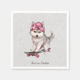 Serviette En Papier Aquarelle Siberian Husky Napkins