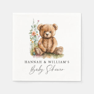 Serviette En Papier Aquarelle simple Baby shower d'ours en peluche