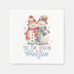 Serviette En Papier Aquarelle Snowman
