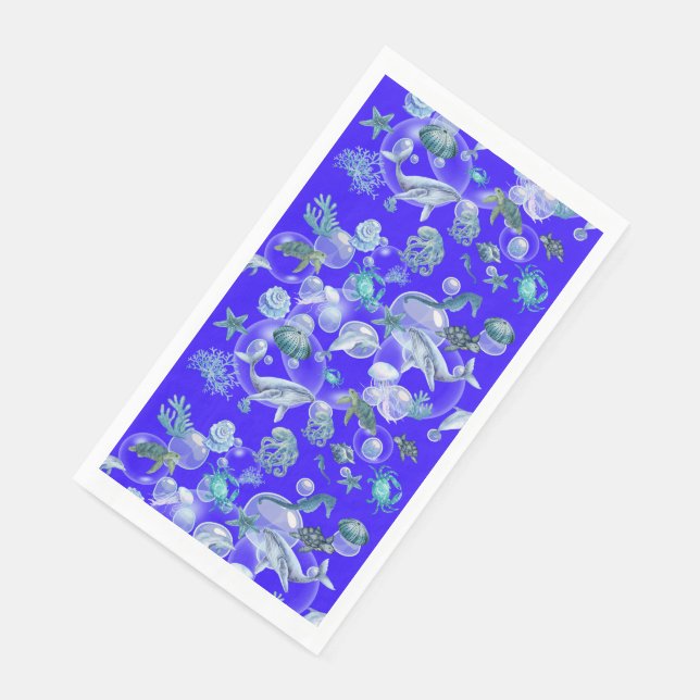 Serviette En Papier Aquarelle sous la mer (Coin)