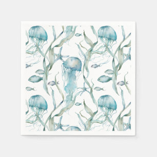 Serviette En Papier Aquarelle sous la mer Jellyfish Napkin