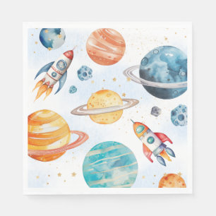 Serviette En Papier Aquarelle Space Party