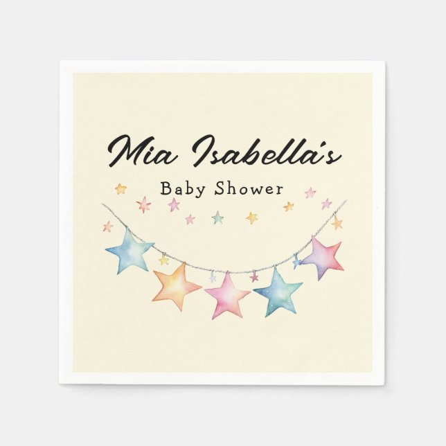 Serviette En Papier Aquarelle Stars Pennant Papier Baby shower (Devant)