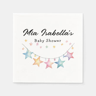 Serviette En Papier Aquarelle Stars Pennant Papier Baby shower