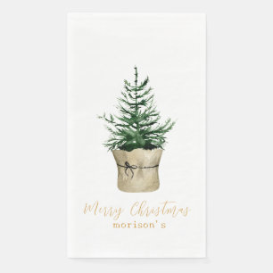 Serviette En Papier Aquarelle style boho sapin de Noël