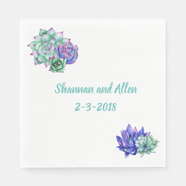 Serviette En Papier Aquarelle Succulent déjeuner Napkin (Devant)