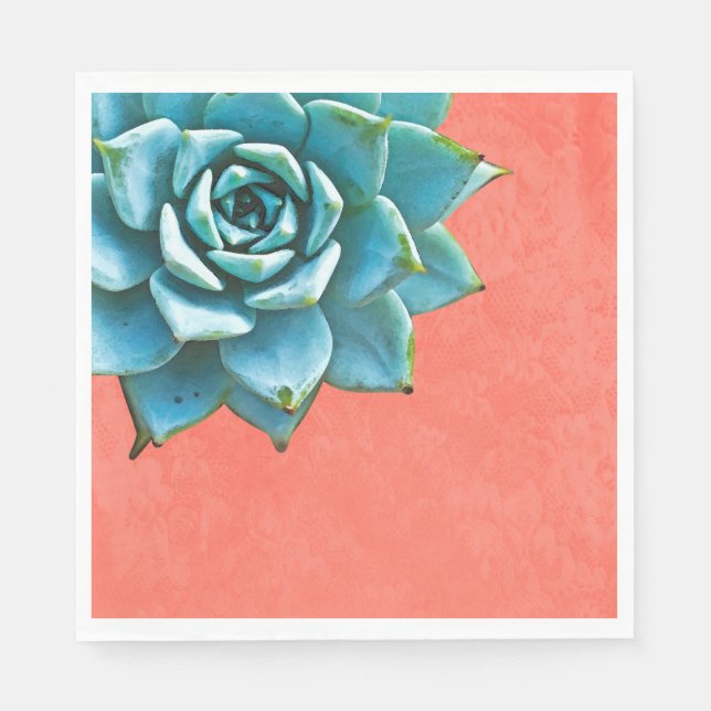 Serviette En Papier Aquarelle Succulente Dentelle orange (Devant)