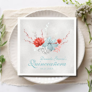 Serviette En Papier Aquarelle Succulente Florale Quinceañera