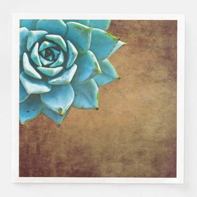 Serviette En Papier Aquarelle Succulente Rustique Brown (Devant)