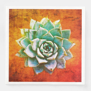 Serviette En Papier Aquarelle succulente sur la rouille orange