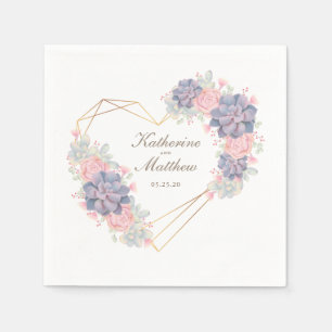 Serviette En Papier Aquarelle Succulents Mariage