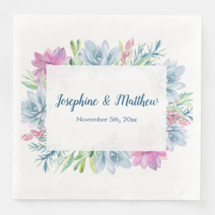 Serviette En Papier Aquarelle Succulents Mariage serviettes
