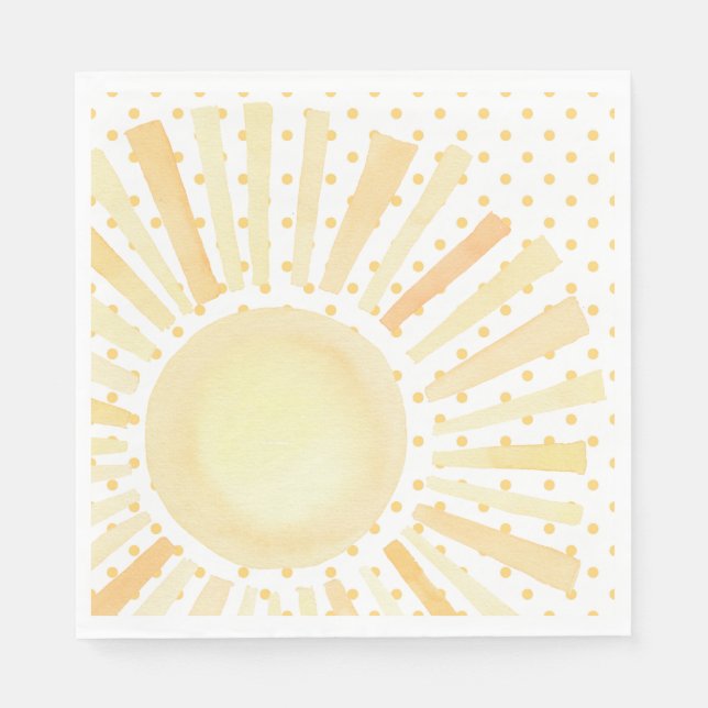 Serviette En Papier Aquarelle Sun Orange Yellow Dots été (Devant)