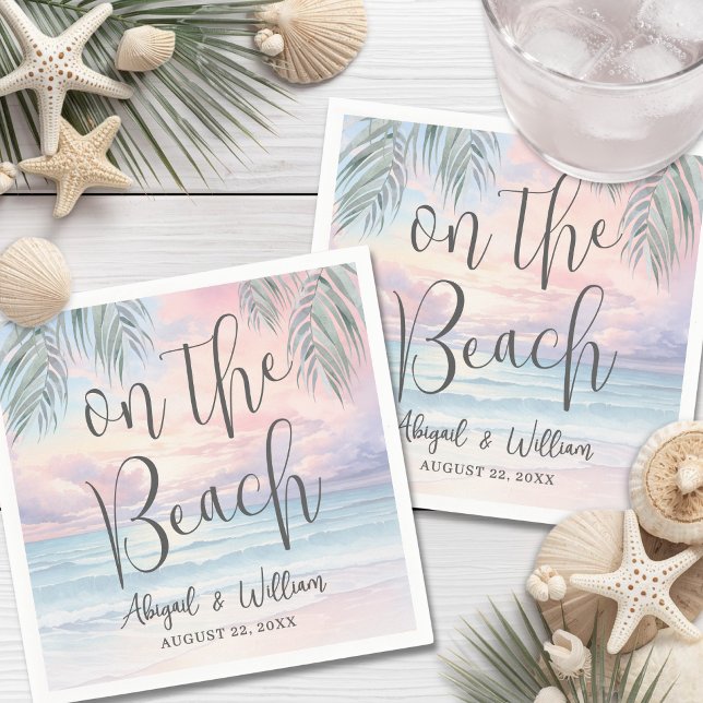 Serviette En Papier Aquarelle sur le mariage à la plage (Watercolor On The Beach Wedding Napkins)