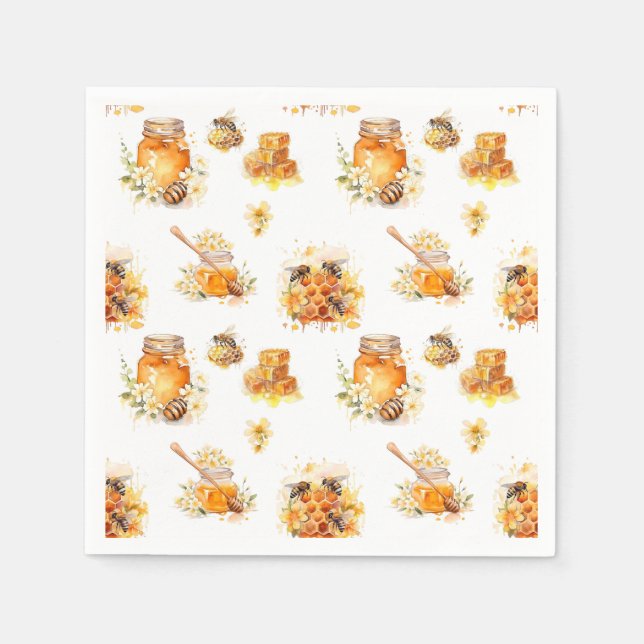 Serviette En Papier Aquarelle Sweet Honey (Devant)