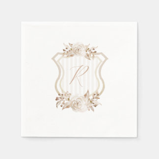 Serviette En Papier Aquarelle Tan Monogramme Floral