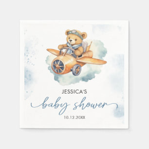 Serviette En Papier Aquarelle Teddy Bear Baby shower Pastel