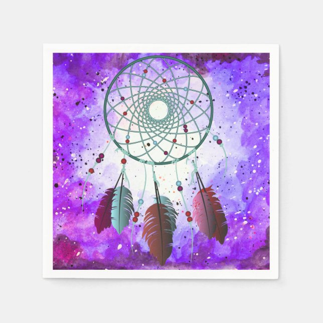 Serviette En Papier Aquarelle tendance Bohemian Dream Catcher & Nebula (Devant)