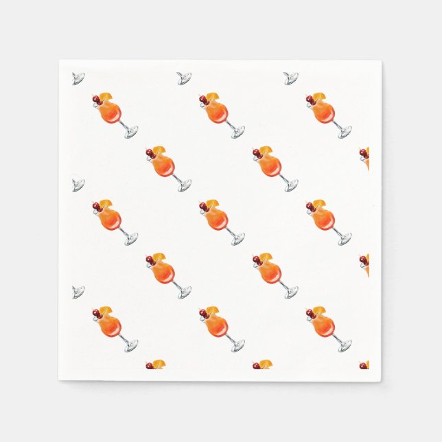 Serviette En Papier Aquarelle Tequila Sunrise Cocktail (Devant)