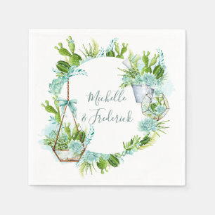 Serviette En Papier Aquarelle Terrarium en verre Mariage