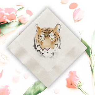 Serviette En Papier Aquarelle Tiger Head Animal Anniversaire