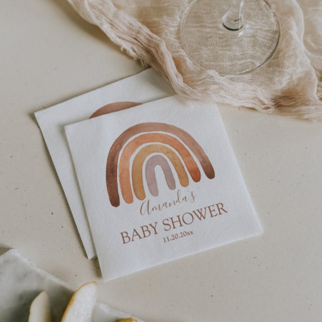 Serviette En Papier Aquarelle Tone Tone Boho Rainbow Baby shower (Créateur téléchargé)