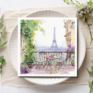 Serviette En Papier Aquarelle Tour Eiffel Paris Café français